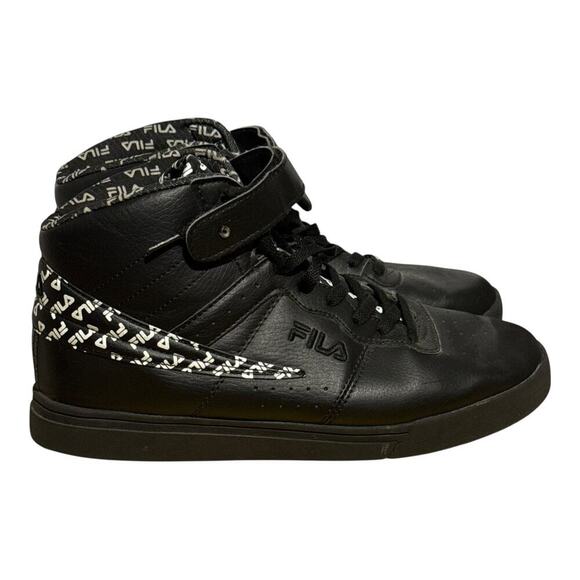 Fila F13 Strap High Top Sneakers Black White Logo Men's Size 9.5 Retro Athletic - Picture 1 of 8